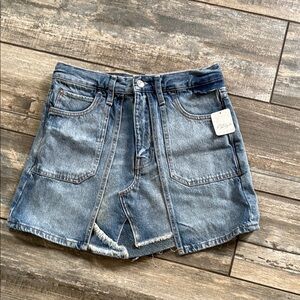 Free People Blue Denim Mini Skirt
